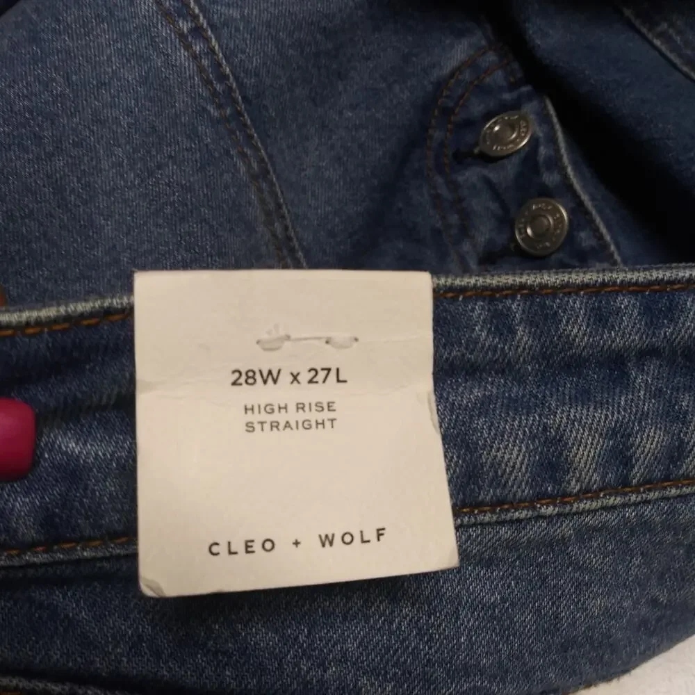 Cleo + Wolf Women's High Rise Straight Dark Wash Button Fly Denim Jean Size 28 - Picture 11 of 13